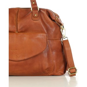 11A. Praktische Bowlingtasche Schultertasche für Damen im Schwarz & Braun aus echtem italienischen Leder